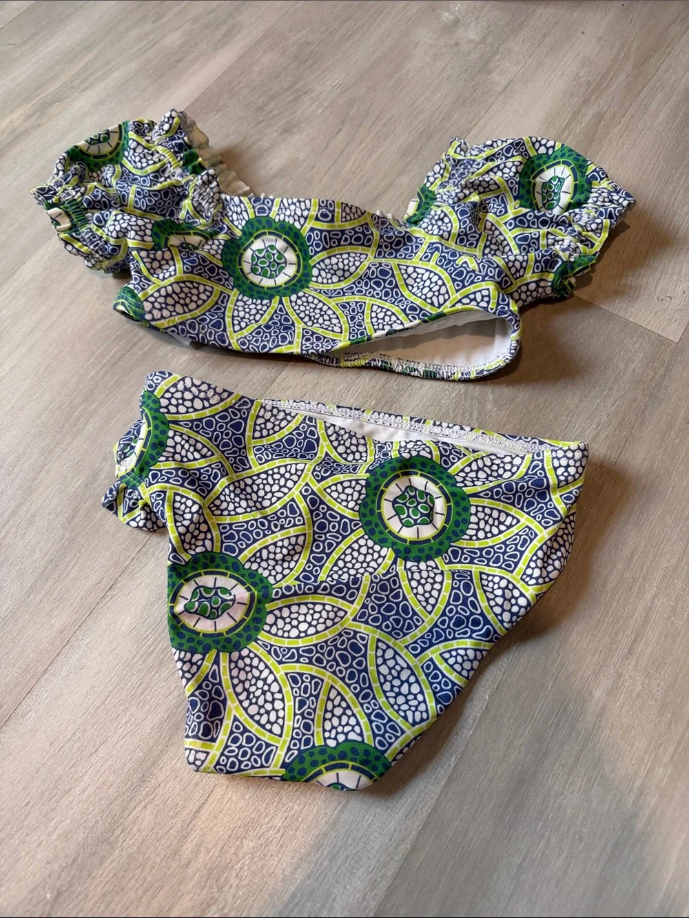 Janie and Jack White Swim set  with Blue and Lime Trim